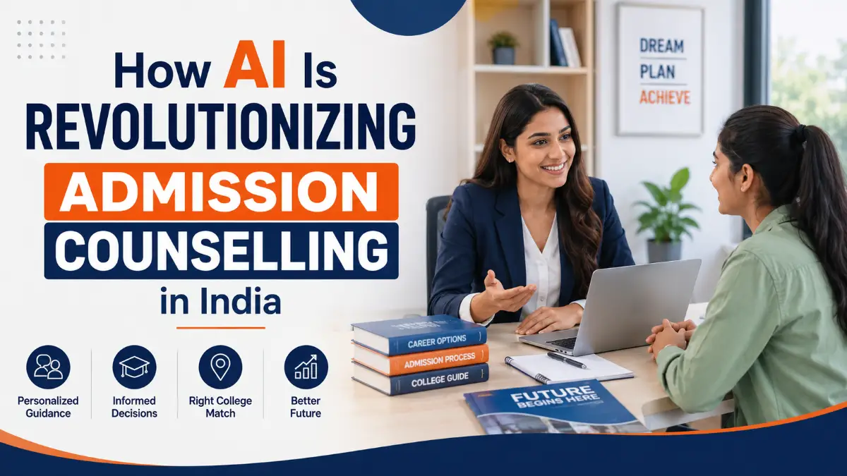 Admission counsellor guiding a student using data-driven technology and personalized career counselling in India.