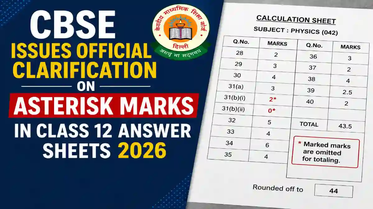 CBSE Issues Official Clarification on Asterisk Marks in Class 12 Answer Sheets 2026