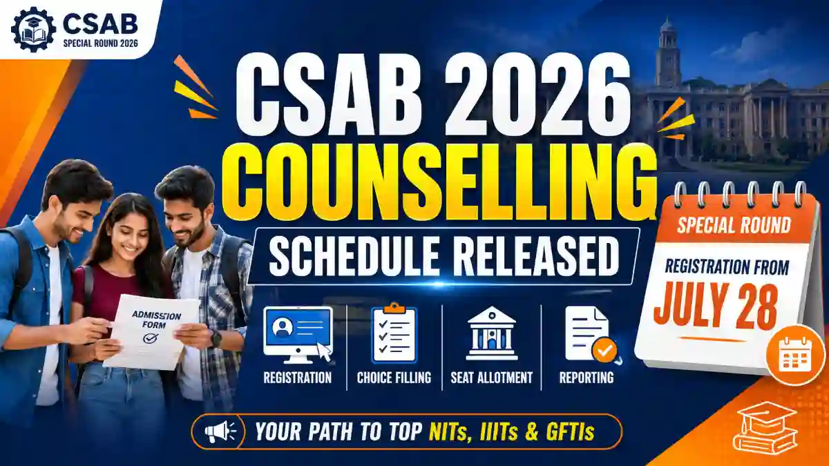 CSAB 2026 Counselling Schedule Released_ Special Round Registration From July 28