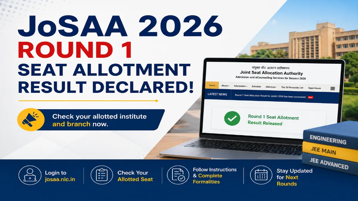 JoSAA 2026 Round 1 Seat Allotment Result OUT
