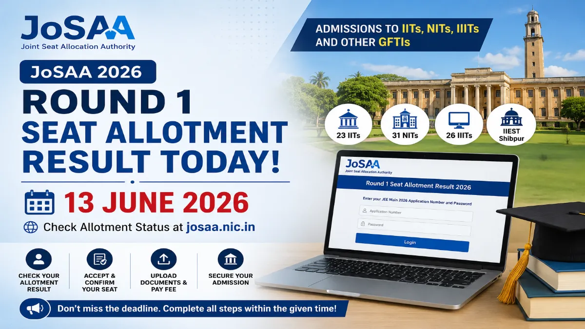 JoSAA 2026 Round 1 Seat Allotment Result