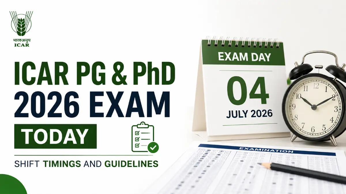 ICAR PG and PhD 2026 exam today with shift timings and exam day guidelines.