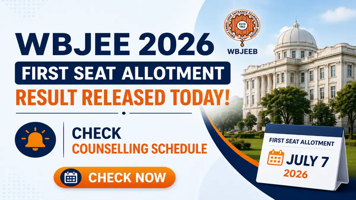 WBJEE 2026 first seat allotment result released today with counselling schedule update.